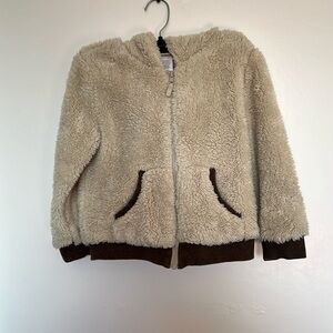 Gymboree cozy jacket kids si 4-5 toddler zipper down with hoodie